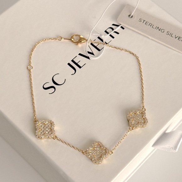 Rachel Zoe Clover Bracelet Cubic Zirconia Sterling Silver - Picture 3 of 7